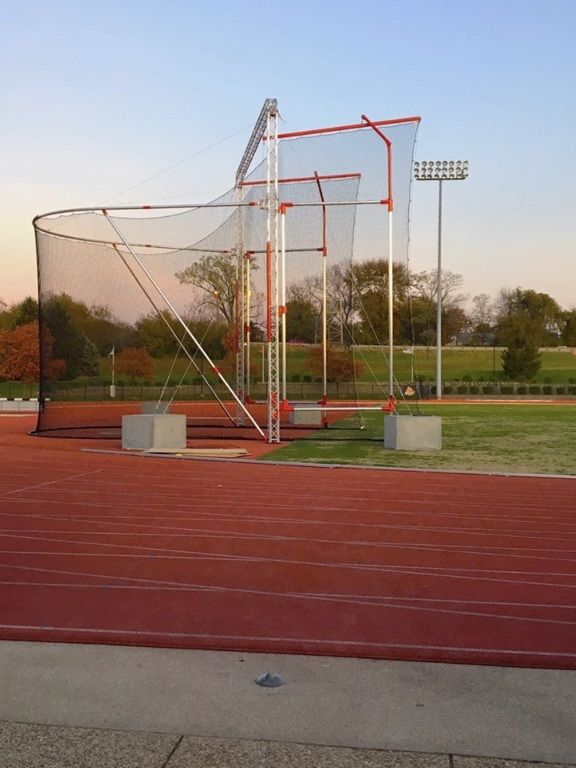University of Louisville track and field hammer and discus throws cage 